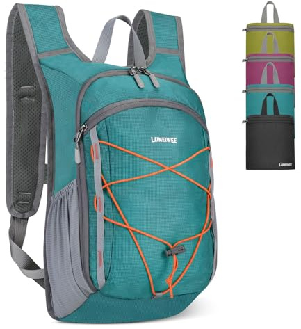 LAIMEIWEE Wanderrucksack Klein 13L Faltbarer Rucksack Damen Herren Tagesrucksack Daypack Ultraleicht Trekkingrucksack Reiserucksack Packable Hiking Backpack für Outdoor Wandern Reisen, Petrol