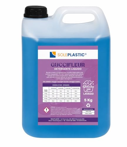 Detersivo Lavatrice PROFUMATO (GUCCIFLEUR) per Bucato 5 Litri - 100 LAVAGGI - Detersivo Lavatrice liquido per Asciugamani, Indumenti da Lavoro o Quotidiano - Sicuro su Tessuti Colorati e Bianchi