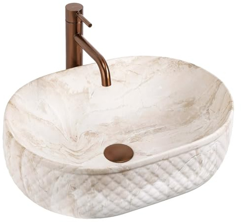 Rea - Lavabo sobre encimera Oktawia Kallisto - Cerámica Sanitaria - Piedra De Imitación - 50x35,5x15 cm