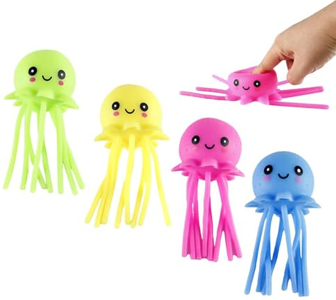 Palla d'acqua spremibile Fidget – Pallone a forma di medusa, palline giocattolo per piscina con texture morbida, palline schizzi con tentacoli, set da 4 pezzi vibranti multicolore, giocattolo acqua