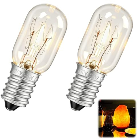 2 Stück Kühlschranklampe E14 15W, Kühlschrank Birne warmweiß 2700K T20, Glühbirne Gefriertruhe, Nähmaschine, Dunstabzugshaube, Salzlampe, Weihnachtsbeleuchtung Vitrine Vielseitige Haushaltsbeleuchtung