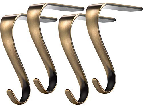 Boao - Set di ganci per calza della Befana o ghirlanda, in metallo, per mensola del caminetto Colore: bronzo.