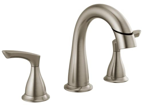 Delta Faucet Broadmoor Pull Down Bathroom Faucet Brushed Nickel, Bathroom Faucet, Widespread Bathroom Faucet 3 Hole with Magnetic Docking, Bathroom Sink Faucet, SpotShield Stainless 35765LF-SPPD