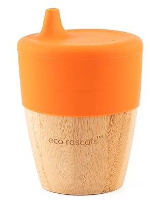 RASCALS Bicchiere Bamboo Eco 240 ml + coperchio + 2 pagaie, bambini, arancione, taglia unica