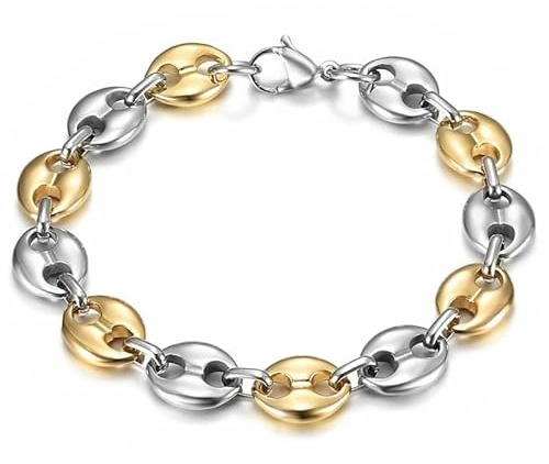 BOBIJOO JEWELRY - Armband Kaffeebohne zweifarbig Edelstahl Silber Gold 11mm