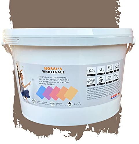 Colourcourage Premium Peinture murale de 2,5 l. de couleur marron foncé mat Mountain Hut Brown Inodore Anti-gouttes et anti-éclaboussures