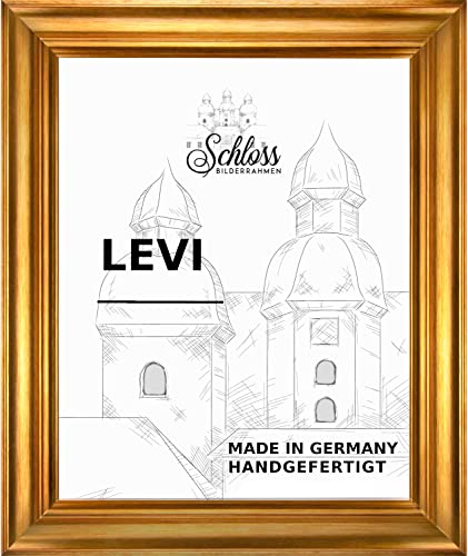Bilderrahmen Barock Massivholz Donau 90 x 70 cm Farbe Gold Vintage mit entspiegeltem Kunstglas 1mm