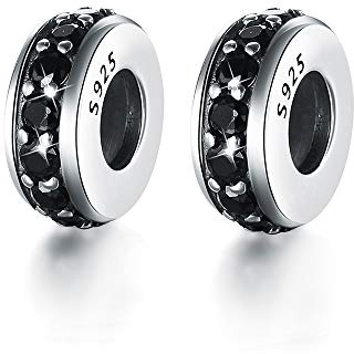 GW 2pcs S925 Silber Spacer Stopper Bead Charm für Armbänder europäische ArmKette (Schwaz)