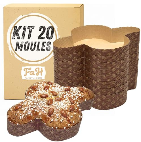 Moule pour Colomba (20pz - 500 gr) - Formes pour Colombe en papier de pure cellulose au micro-ondes. Idéal pour le four, jetables à haute densité, résistant à la chaleur jusqu'à 200 °C