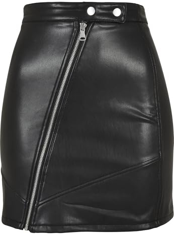 Urban Classics Damen Ladies Synthetic Leather Biker Skirt, Schwarz, M EU