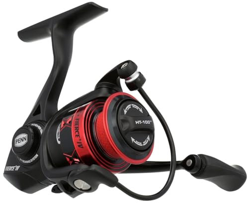 PENN Fierce IV Salzwasser-Spinnrolle – vielseitige Meeresangelrolle für Boot, Kajak, Ufer, Spinning, Jiggen, Surfen und Allround-Einsatz, schwarz / rot