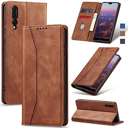 Jasonyu Funda para Huawei P20 Pro, Cuero PU Carcasa, Tipo Libro Flip Case con Tarjetas y Cartera, Soporte Plegable, Cierre magnético, Capa (Marrón)