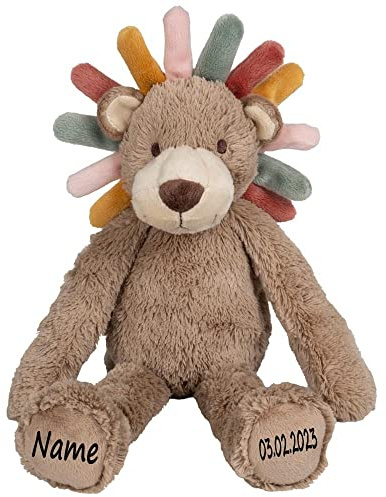 Elefantasie Stofftier Löwe mit Name und Geburtsdatum personalisierbar Kuscheltier Plüschlöwe Geschenk Geburt