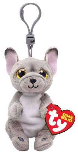 TY Beanie Bellies Clips T43111 - Llavero de Peluche Wilfred The Dog con Ojos Dorados con Purpurina, Animales de Peluche con Vientre Suave, 12 cm