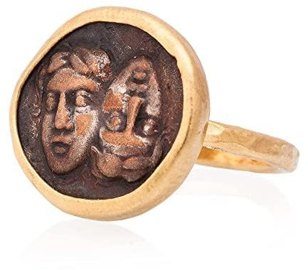 Münzring, Antiker römischer Münzring, Signet-Münzring. 24K vergoldeter antiker griechischer Silberring. Münzring aus 925er Sterlingsilber.