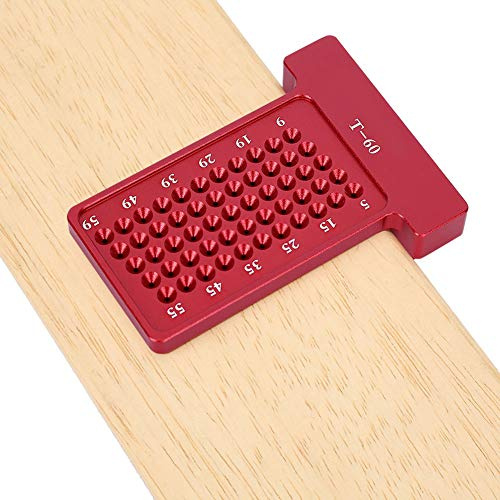 Precision Woodworking Tools, Aluminium Alloy Hole Measuring Ruler Woodworking T Type Scriber Aluminum Alloy Hole Gauge Carpenter Marking Tool for Carpenter Scriber (Red)