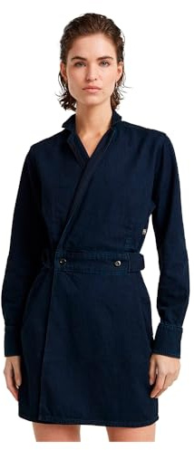 G-Star RAW wrap klänning långärmad, Blå (Worn in Deep Blue Ocean D25350-d539-g839), M
