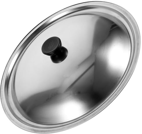 PRETYZOOM 32Cm Metal Vegetable Cover 13 Inch Stainless Steel Lid Wok Pot Cover with Anti-Spill Design for Kitchen Cooking Pan Lid