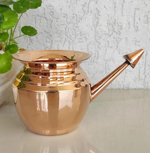 BishtHub Pot Neti en cuivre pur - Pichet à eau pour stocker et servir l'eau - Ustensiles de cuisine - 250 ml