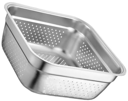 Cabilock Colador Forma Cuadrada de Acero Inoxidable de Cocina Grande Capacidad Amplia y Multifuncional para Lavar Verduras y Frutas, Diseño que Ahorra Espacio