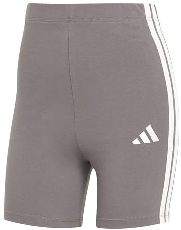 adidas Donna ESSENTIALS 3-STRIPES HIGH WAISTED BIKER SHORTS, Grey Strata/White, S