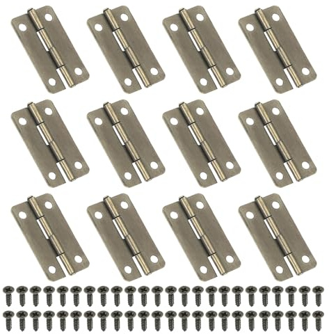 PATIKIL 12 Pcs Petites Charnières Bout 30mm Mini Charnière avec Vis Marron | pour Boîtes à Bijoux en Bois Portes de Tiroir d'Armoire Portail