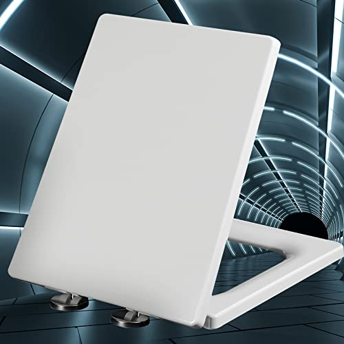 Toilettensitze mit langsamer Schließung, Schnellverschluss, Familien-Toilettensitz, Absenkautomatik, einfache Befestigung oben, Standard-Toilettensitze, verstellbare 360°-Scharniere (weiß, 40–45 cm x