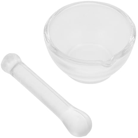 Set de Mortero y Mano de Vidrio 60ml Base Engrosada para Laboratorio | 1 Juego, Incluye Varilla Mezcladora, Apto para Triturar y Mezclar, Uso en Cocina y Laboratorio