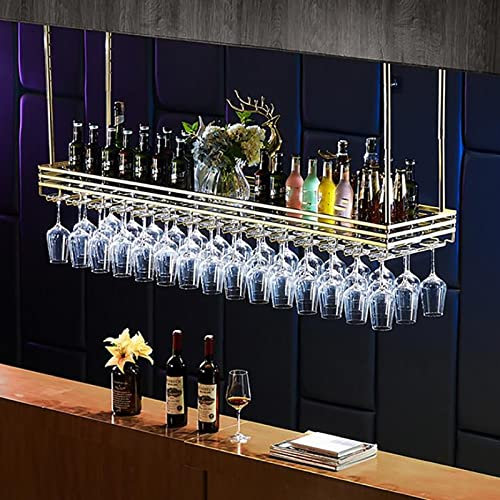 IBOWZ Deckenregal Decken Weinregal Decken-Weinregal aus Metall, höhenverstellbar, hängendes Lagerregal, Dekorationsständer, Kelch-Stemware-Halter, für Bars/Restaurants/Küchen
