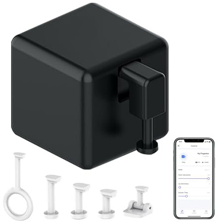 Smart Switch Button Pusher: Bluetooth Fingerbot Plus with Toolkit for Any Buttons & Switches, Tuya App Control, No Wiring, Add Tuya Bluetooth Hub to Make it Compatible with Alexa, Google Home (Black)