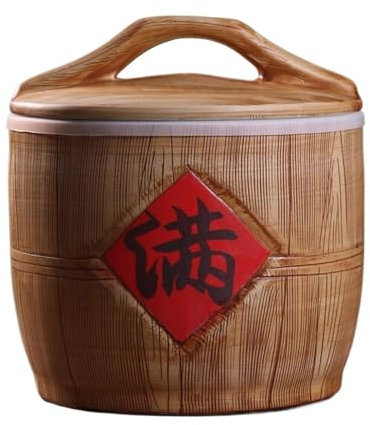 Rice Storage Container with Lid Ceramic Rice Bucket Grain Dispenser Food Storage Container Rice Storage Box Kitchen Storage Bin for Beans Corns Wheat Oatmeal(10KG)