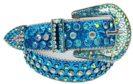 KADSXIYA Strass-Taillengürtel Jeansgürtel blauer Gürtel Bund Bling Strass Gürtel Damen Nietengürtel Cowgirl, Blau, As derailed discription