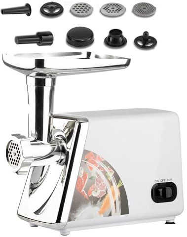 XoTiq Electric Meat Grinder, 2500w Electric Stainless Steel Meat Grinder, Sausage Stuffer with 3 Sausage Tubes, 2 Blades, 3 Plates, Meat Claw & Burger Press for Home Kitchen and Commercial Using