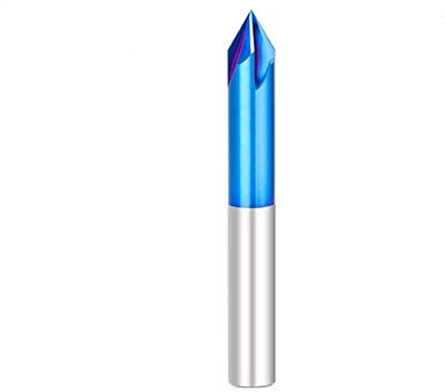 Chamfering milling Cutter Chamfer End Mill 90 Degree Carbide V Bits Blue Tungsten Steel V Groove Router Bit 1/4 Shank 3 Flute Milling Cutter CNC Router Bit