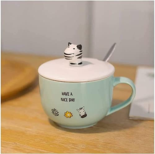 GLETSF Tazas Gigantes para Desayuno, Ensaladera, Taza De Cerámica para Sopa, Recipiente Único para Sopa, Tazones para Café, Té Y Sopa, Grande De 22 Onzas con Tapa, Lindo Tazón DBlue-650ML/22OZ