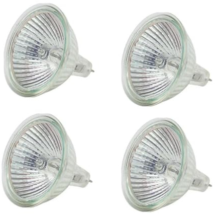 UGEFKMQ Faretto Alogeno MR16 12V 50W Lampadina Faretto Mr16 Gu5.3 20W 12V Lampadine Alogene 2 Pin Base 36° Angolo Fascio Dimmerabile Bianco Caldo 4Pc 50W