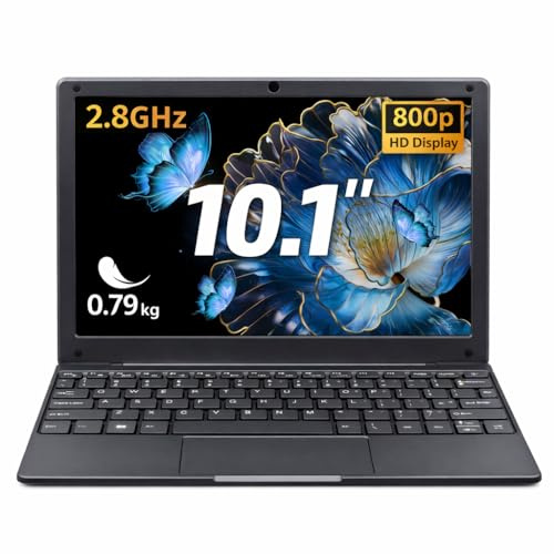 UDKED Small Mini Laptop, 10.1 inch (0.79 kg), Ultra Thin and Lightweight Notebook Laptops, Celeron N4020, 8GB DDR4,TF Card,Type-C,Perfect for Kids and Adults Computer (Gray, 512G)