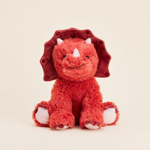 warmies Triceratops Plüschtier Große Größe, Vollständig Mikrowellengeeignet und Gewichtetes Kuscheltier für Angst, Im Gefrierschrank kühlen oder in der Mikrowelle erwärmen, Weiches Wärmekissen