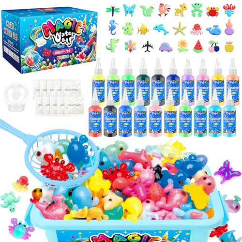 MOMSIV Aqua Gelz Set magico fai da te 3D gel d'acqua giocattolo regalo a partire dai 4 5 6 7 anni per ragazze, kit creativo Magic Water Elf Toy Kit con 20 colori e 24 forme per bambini