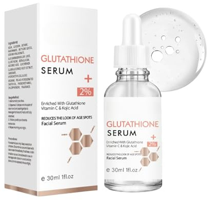 Glutathion Serum mit Vitamin C & Kojic Acid, Pigmentflecken Entferner Gesicht, Anti-Aging Niacinamide Serum Gesicht, Verbessern sie Fahle Haut, Tiefenbefeuchtend Gesichtsserum, Poren Verkleinern, 30ml