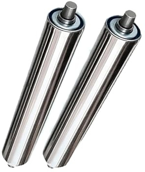 Transporteur Rouleau avec Axe,Rouleaux de Convoyeur en Acier,Sans Puissance,2 Paquet,Argenté