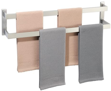 SAYAYO Handtuchhalter Gebürstet 70cm Doppelt Handtuchstange Edelstahl | Multilayer Gästehandtuchhalter Wandmontage Badetuchhalter für Badezimmer und Küche