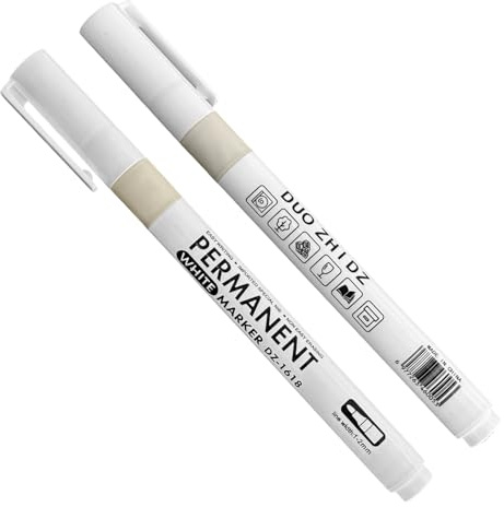 PEAPIN 2PCS White Permanent Marker Pen, White Fabric Pen Waterproof | Quick Drying White Pen, for Painting, Clothing, Rock Art, Stone, Ceramics, Metal, Canvas, Glass, Wood