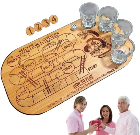 Protoence Snakes And Ladders Board Game,Fun And Exciting Drinking Board Game Snakes And Ladders Dice,Novelty Party Drinking, Shots For Birthday, Wedding
