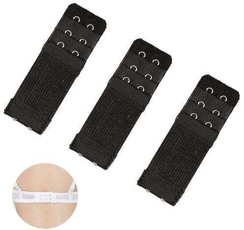 SSHUIKKAI 3 Stücke BH Verlängerung 2 Haken, BH - Verlängerung, Bra Extender, BH-Verlängerer, BH-Verlängerung, Weich Elastische BH Verlängerungsgurt Schwangerschafts Zubehör(Schwarz)