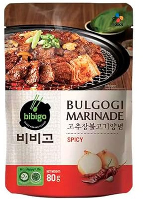 Marinado Bulgogi Picante 80 g Pack 3 Bolsas Monodosis para Carne y Wok Sabor Coreano Umami Dulce Picante Ideal Parrilla Plancha Salteado