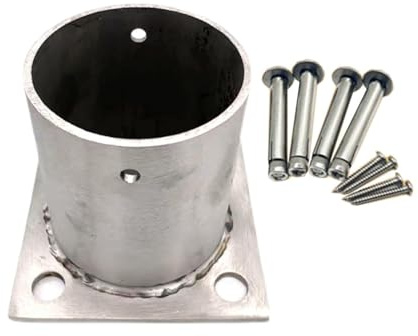 Supporto Base per palo Supporto Rotondo Per Palo In Acciaio Inossidabile 304, Ancoraggio Per Pavimenti Cemento/Legno Esterno, Kit Supporto Fai Da Te Per Cassette Postali, Pergole, Terrazze(Dia 60mm)