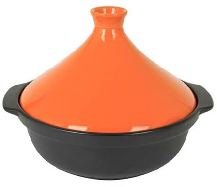 SXTYYH Tajine Marocain for La Cuisson Haute Qualité Céramique Argile Plat Tajine for Une Répartition Uniforme De La Chaleur Casserole Avec Couvercle Conique(Orange with handle)