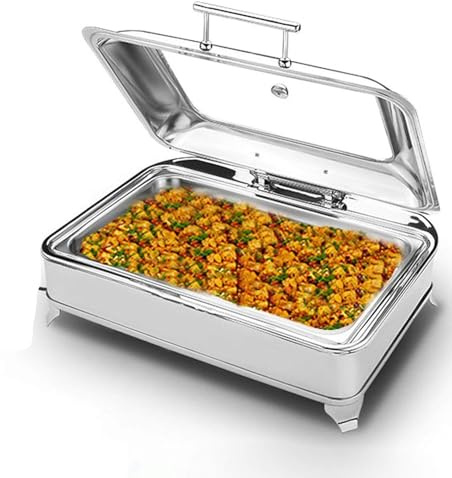 Scaldavivande per Feste Buffet Elettrico, Piatto Buffet e Vassoio scaldavivande in Acciaio Inox, Piastra elettrica a Temperatura Regolabile (GN 1/2)