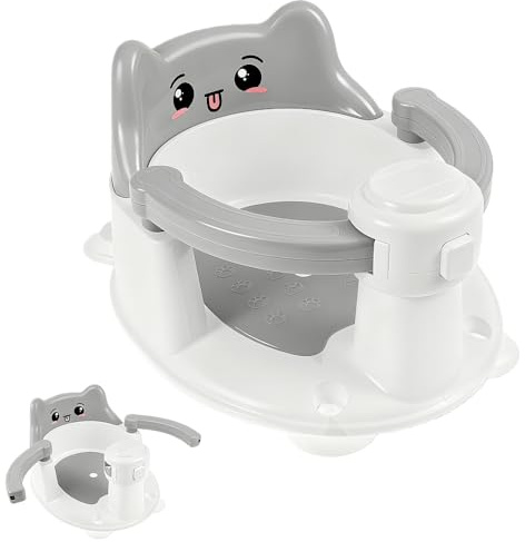 Badewannensitz Baby,360° Stabiler Badewannenstuhl mit 4 Saugnäpfen und Abflussloch,36×29×20 cm,Rutschfest,Komfortable Baby-Badestütze,Offenes Design,Tragbare Badewannensitze für Babys im Sitzen